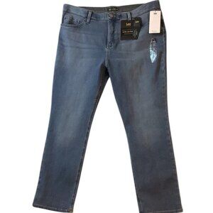 NWT Lee Slim Fit Straight Leg Mid-Rise Stretch Blue Jeans Womens Size 18 Short
